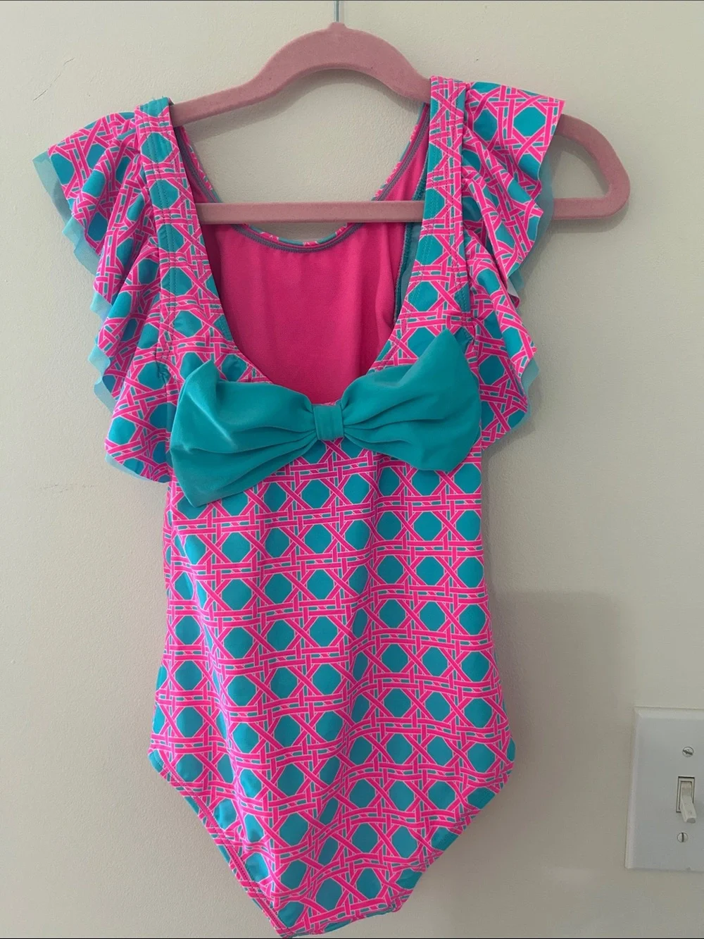 Brand New Ruffle Butts One Piece Swim Suit Never Worn Bright and Flutter Sleeves